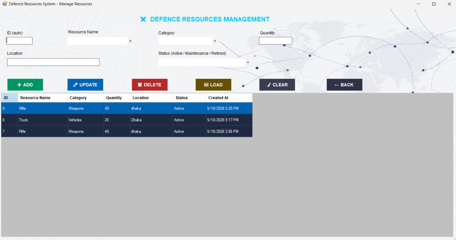 Defence Resources Management System - Mobile View 2